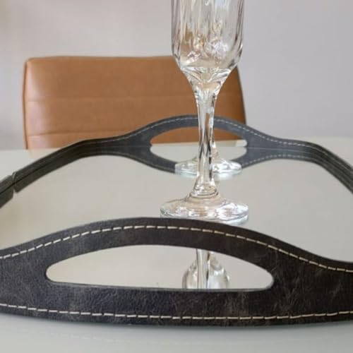 Bandeja Espelhada Vale em Couro Preto