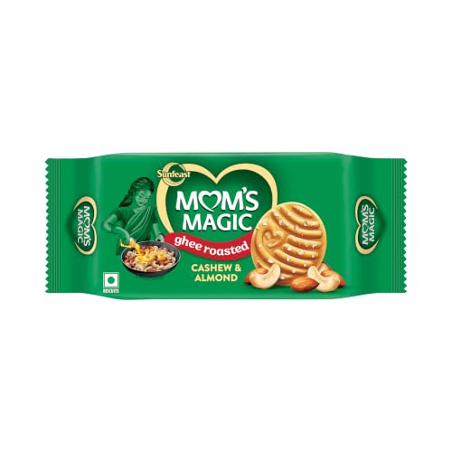 Image of Sunfeast Mom's Magic Rich Cashew Almond Cookies | Roasted Cashew Almond | Rich Butter Biscuits | Mom's Favourite Baked Cookies 189 Gram / 197Gram / 200 Gram /183Gram (weight May Vary) (Pack of 3)