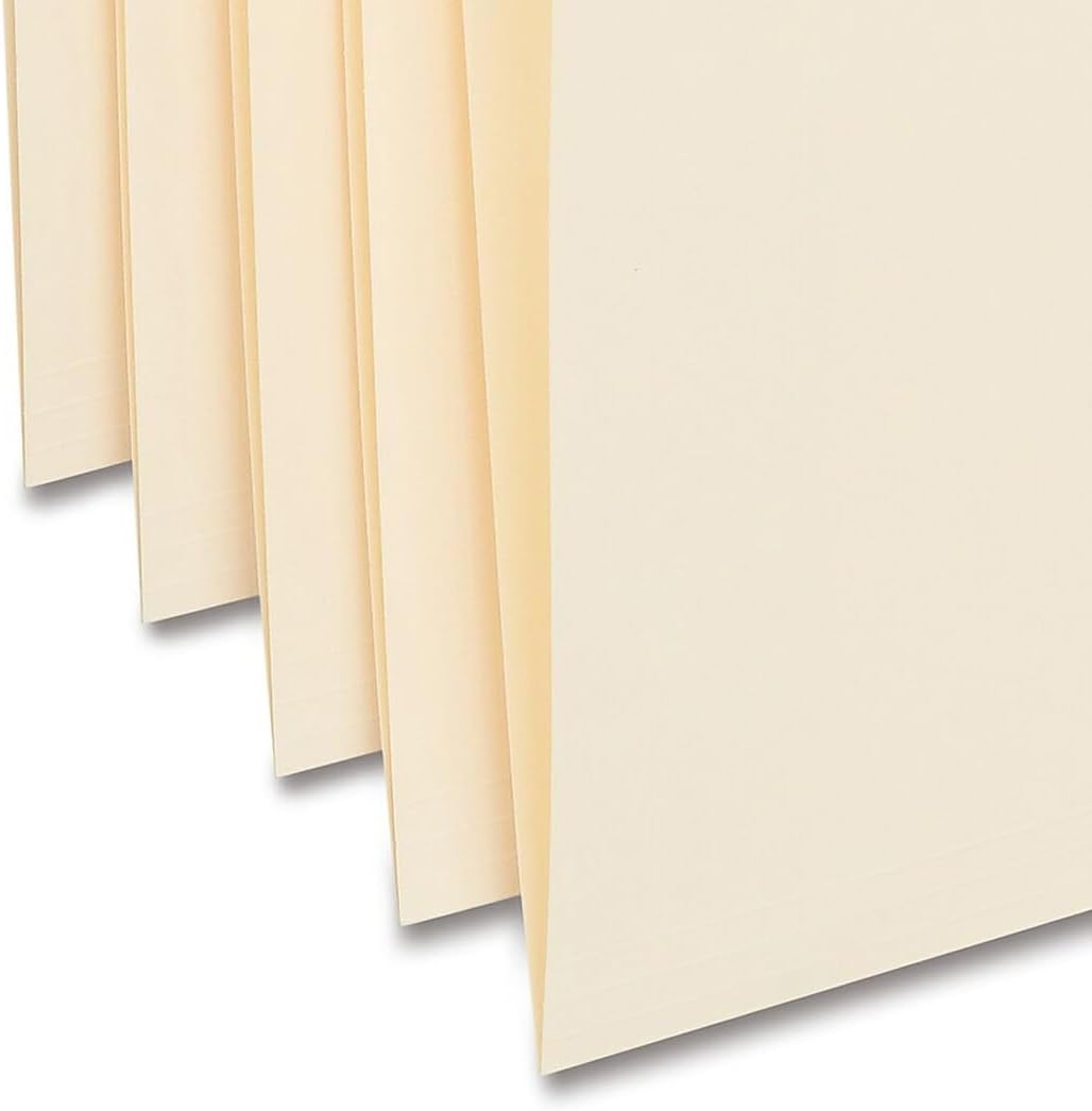 Staples 5‑Tab Manila File Folders, Legal Size, Assorted Tab Positions, Durable Paper Stock, 100/Box