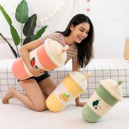 Image of Giant Orange Fruit Tea Plush Massive Boba Body Pillow