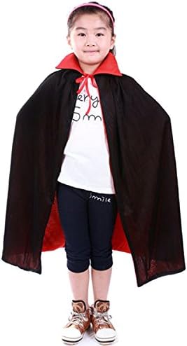 Kangkangk@ Vampire Dracula Cloak Cape for Children Kid Halloween Party Cosplay Fancy Dress Costume 90cm Long Black Red Reversable