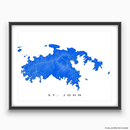 St John Map Art Print, Us Virgin Islands, Usvi, Caribbean Island Artwork #TOP2