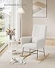 SONGMICS HOME Silla Mecedora, con Reposabrazos, Reclinable, Cubierta de Vellón, Marco de Acero, Patas de Madera de Caucho, Carga de 160 kg, para Dormitorio, Salón, Blanco Crema LYY500W01 #1