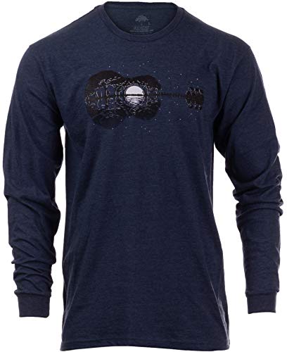 Acoustic Guitar Moonrise | Guitarist Musician Music Player For Man Woman Long Sleeve T-Shirt-(Adult,L) Vintage Navy #TOP30