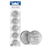 Voniko CR2032 3V Lithium Batteries 5 Pack for Child Safety, Compatible with AirTag, Key Fobs, Thermometers, Scales – 7 Years Shelf Life