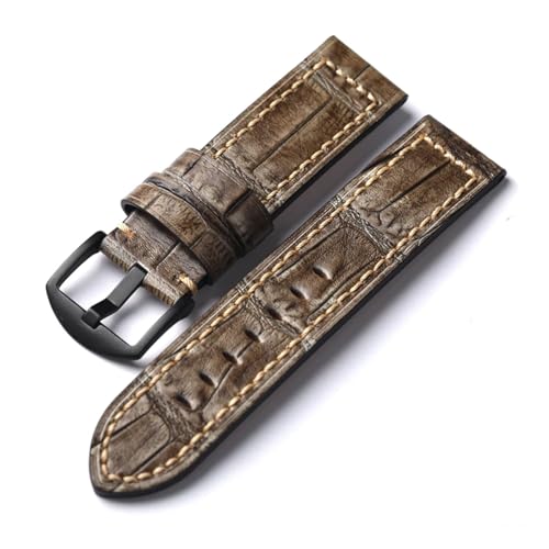 Bracelet de montre en cuir homme gris 20mm 22mm 24mm QL Supply Co style rétro militaire
