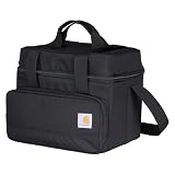 Carhartt Insulated Two Compartment Cooler, Durable Water Repellent Material W/Front Zippered Pocket for Camping, Beach & Travel, 24 Can, Black