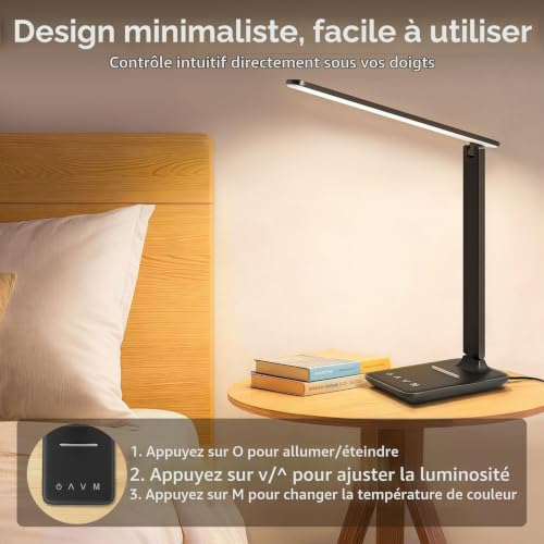 UPXNBOR Lampe de Bureau LED, Lampe de Table pour Lecture et Travail – vue 7