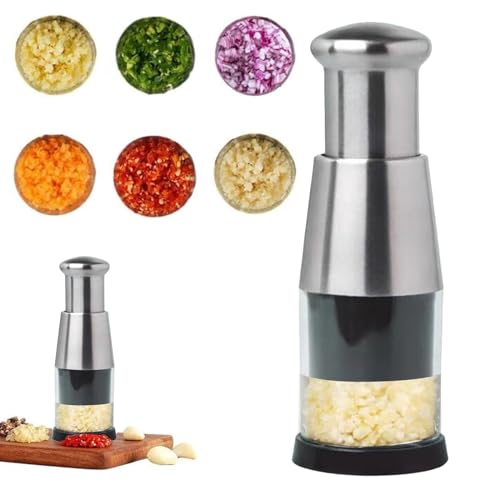 Presse Ail Inox,Presse Ail,Oignons Coupe Legume,Coupe Ailm,Couteaux Et Ustensiles De Cuisine,Purée D'ail En Acier Inoxydable Coupe Manuelle échalote Hacheuse Ail Fournitures De Cuisine (A2)