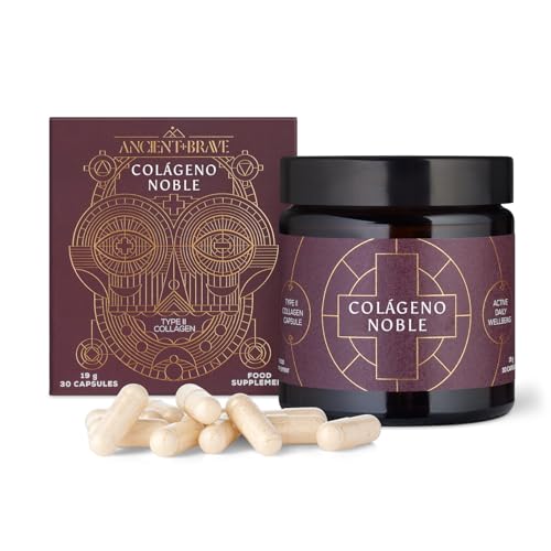 Ancient + Brave - Noble Collagen - Colágeno Tipo 2 en Cápsulas para Articulaciones, Huesos y Ligamentos - Colágeno con Vitamina C, Boswellia Serrata y Manganeso - Sin Gluten ni Soja - 30 Cápsulas
