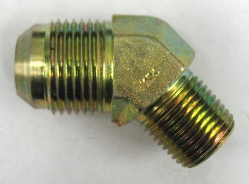 AF C5355-04-02 - 1/4 Male JIC (7/16''-20 Threads) x 1/8 Male Pipe (.405''-27 Threads) 45° Elbow