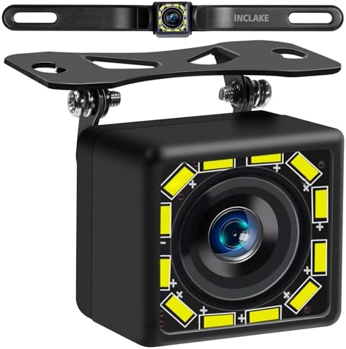 Car Backup Camera, Rear View Camera Ultra HD 12 LED Night Vision,Waterproof Reverse Camera 140° Wide View Angel with Multiple Mount Brackets for Universal Cars,SUV,Trucks,RV and More