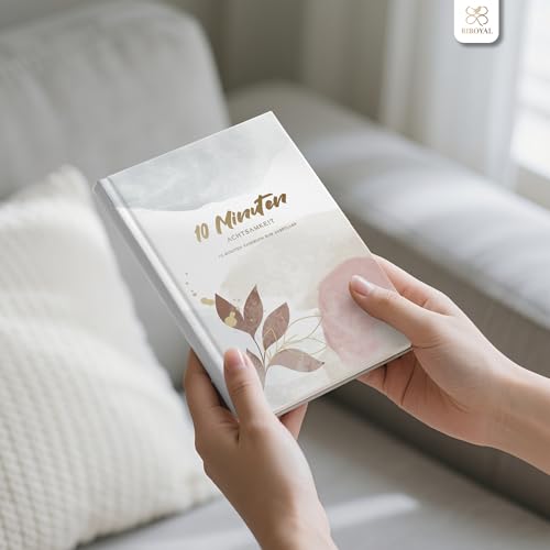 BIROYAL 10 Minuten Tagebuch für Erwachsene - 5+5 Minuten Tagebuch: Morgens & Abends - 12 Wochen Dankbarkeitstagebuch für Selbsterliebe & Motivation - Achtsamkeitstagebuch A5-10 Minute Journal