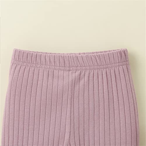 Patpat Baby Girls Leggings Infant 3 Pack Ribbed Solid Pants Little Girls Stretch Leggings Footless Tights Multicolor 3-6 Months #TOP2