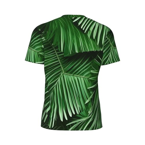 Cute Green Palm Leaves Print Men Short-Sleeved T-Shirt Breathable Lightweight Summer Fashion Gym Workout Casual Wear3