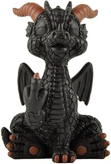JFSM INC. Holiday Stocking Stuffer, Baby Black Dragon Raising Middle Finger Funny Figurine - Fantasy Decor, Dragon Lovers Gift, Hilarious Get Ready for Laughs, Unique Housewarming Gifts