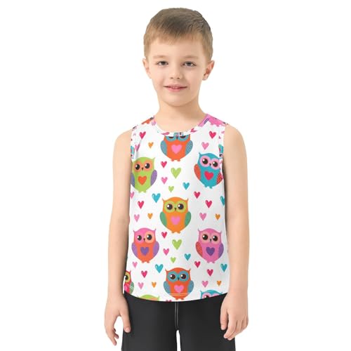 J JOYSAY Owl Heart Colorful Boys Tank Top Sleeveless Muscle Shirts Quick Dry Kids T-Shirts 3-15T2
