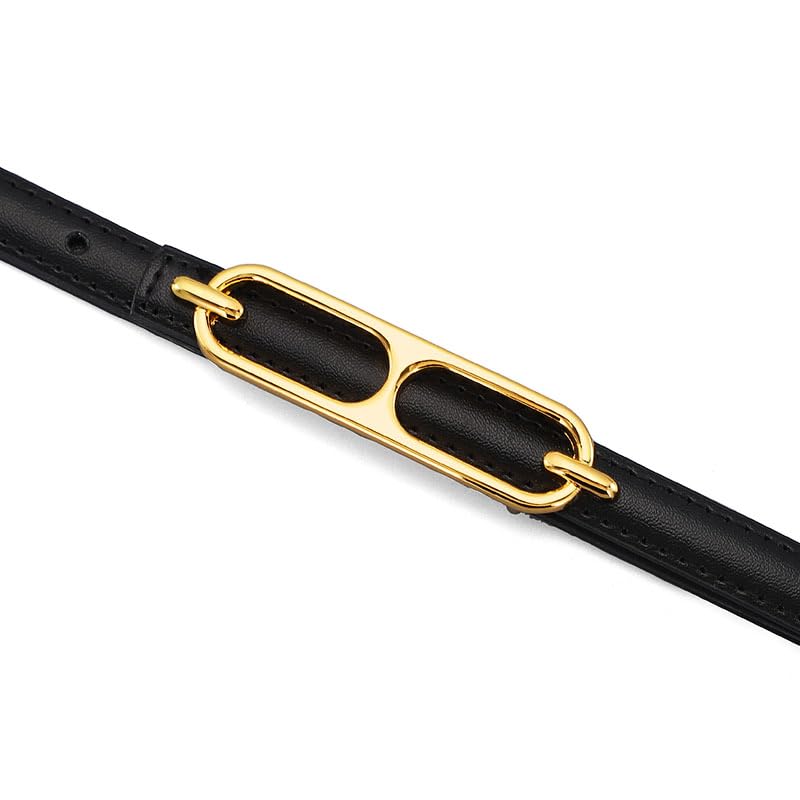 Womens Designer Belt for Jeans Dress, Ladies Fashion Skinny Belt with Gold Buckle3