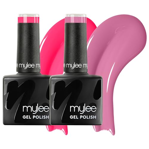 Mylee Gel Nail Polish Duo 2x8ml [Neon Bloom] - UV/LED Soak-Off Nail Art Manicure Pedicure for Professional, Salon & Home Use - Long Lasting & Easy to Apply, Vegan & Cruelty Free