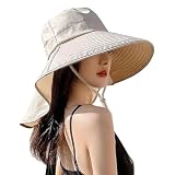 [ARSZHORSVS] 帽子 レディース uvカット 日焼け防止 つば広 日除け帽子 ハット【軽量・通気性・小顔効果】 サンバイザ 春夏 紫外線対策 あごひも付き 折りたたみ 農作業 (1#クリーム) [並行輸入品]