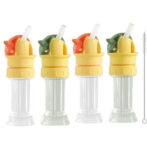 4 PCS Reusable Children Beverage Water Bottle Straw Lid, Kids Water Bottle Spout Conversion Cap with Straw,Water Bottle Spout Conversion Cap with Straw (4-1)
