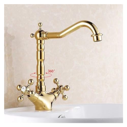 Robinet de lavabo pivotant à 360° et double commande chaude froide