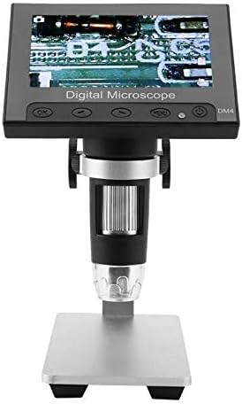Microscope DM4 2MP 500/1000X Digital Electronic Microscope 4.3" Display Magnifier Comes with a Support Platform and LED Light (Color : Plastic) (Aluminum Alloy)