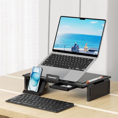Heymaster Ergonomic Monitor Stand Riser, Laptop Stand Foldable Muti-Angle Adjustable Portable Foldable Stand with Heat-Vent Compatible with MacBook, Air, Pro, Surface Laptop (9-17 inches) (Black) by Heymaster - Used condition - Image 8