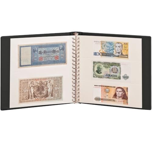 Álbum para billetes LINDNER con estuche protector negro y hojas en blanco intercalables 2