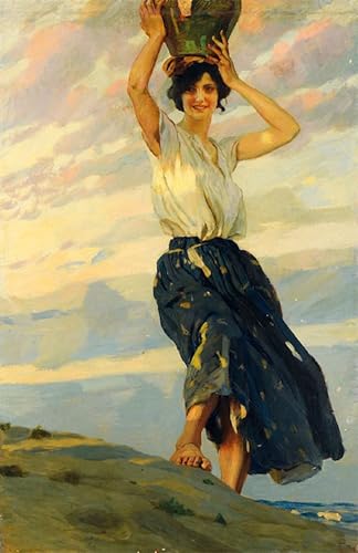Impresiones de lienzo Donna con brocca Tito, arte de pared para decoración de oficina y hogar