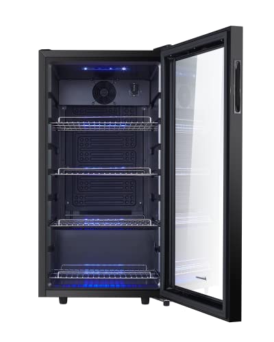 Kalamera Getränkekühlschrank, Bierkühlschrank mit Touch-Bedienfeld, 3-18°C Kühlzone, Flaschenkühlschrank 86 Liter, Blaue LED-Innenbeleuchtung, 41 dB, KRC-86GE