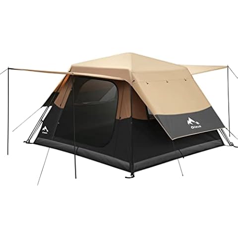 Oileus Instant Camping Tent - 4/6/8 Person Cabin Tent Quick Setup, Double Layer with Waterproof & Windproof Tent, Family Camping, Hiking Tent with Carry Bag, 5 mesh Windows Upgraded Ventilation Cover
