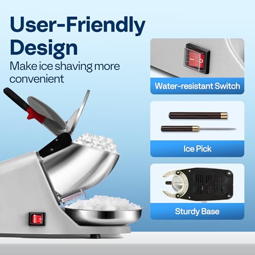 image for VIVOHOME Electric Ice Shaver Snow Cone Maker Machine Silver 143lbs/hr 