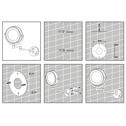Miroir de rasage pliable double face avec éclairage intégré et bras extensible - 3