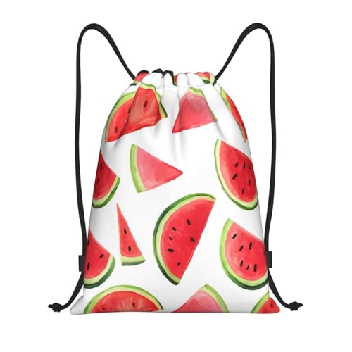 Bolsa De Cuerdas Patrón De Fruta De Sandía De Verano Saco De Gimnasio Impermeable Gran Capacidad Bolsa Cuerdas Mujer, para Deporte, De Senderismo, Playa, 36x42cm