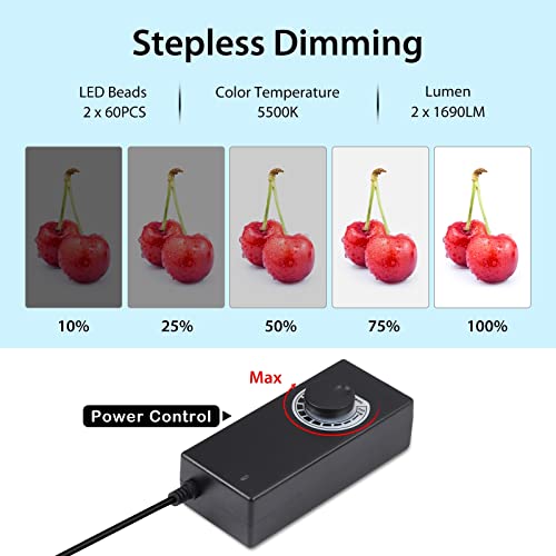 Portable Photo Box Photography Light Box, Puluz 24''/ 60Cm Folding Photo Studio Lightbox 5500K Light Tent Us Plug With Dimmable 2 X 60Pcs Led Light & 6 Colors Photo Backdrops #TOP3