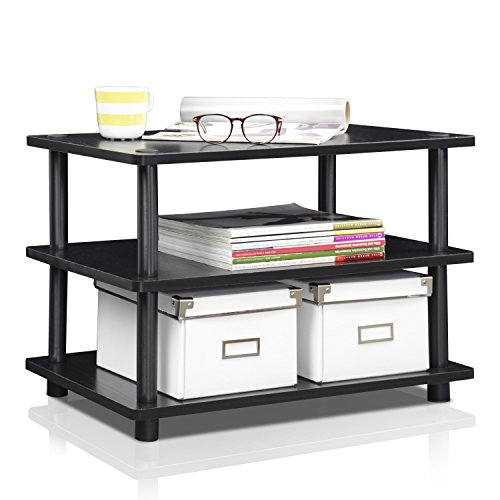 Image of Furinno TURN-N-TUBE TV Stand, 3-Tier Corner Entertainment Center, Open Shelf Design TV Console for TV up to 25 Inch, Toolless Assembly, for Living Room, Bedroom, Blackwood