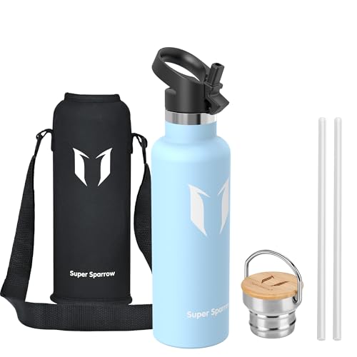 Super Sparrow Botella Agua Acero Inoxidable - Botella de Agua Deportes 750ml - Botella Termica Boca Estándar - Sin BPA, para Niños & Adultos, Deporte, Oficina, Yoga, Ciclismo