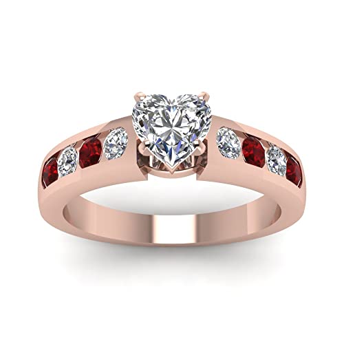 Bague de fiançailles en pierre latérale or rose : Le cadeau romantique en forme de cœur