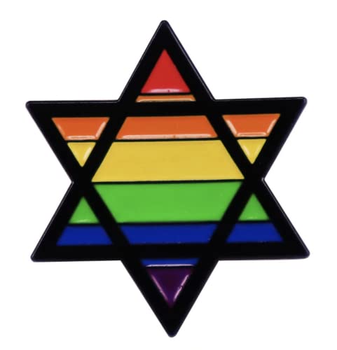 Gay Queer Pride Rainbow Flag Star of David Jewish Judaism LGBTQ 1.2" Enamel Pin Badge, 1.2 Inches wide, Enamel, enamel