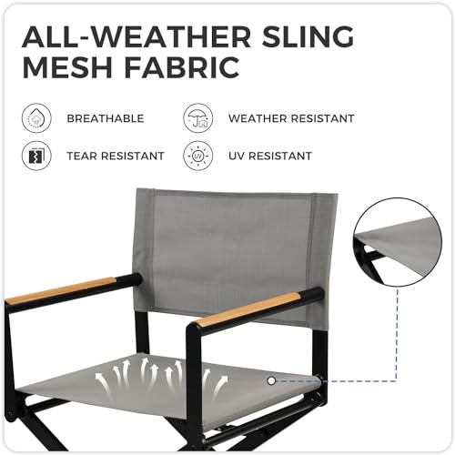 Grand patio Regiestuhl Klappbar Gartenstuhl Faltbar 2er-Set Campingstuhl Klappstuhl Leichter Tragbarer Stuhl, bis 150kg Belastbar, Angelstuhl für Strand, Camping, Garten, Grillen -Grey