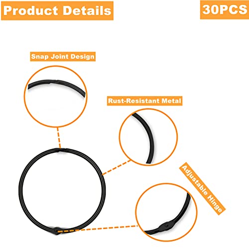 Yuszoom 30Pcs Black Shower Curtain Hooks Rustproof Shower Curtain Rings For Bathroom Circular Decorative Shower Rings Hooks For Shower Rods Metal Curtain Rings For Curtain (Vintage Black) #TOP5