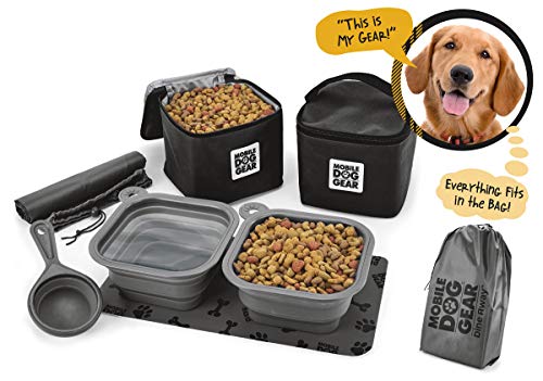 Mobile Dog Gear, Medium and Large Dog Bundle, Includes Day or Night Reflective Dog Walking Bag, Dine Away Bag, and Week Away Bag, Black - Thumbnail 4