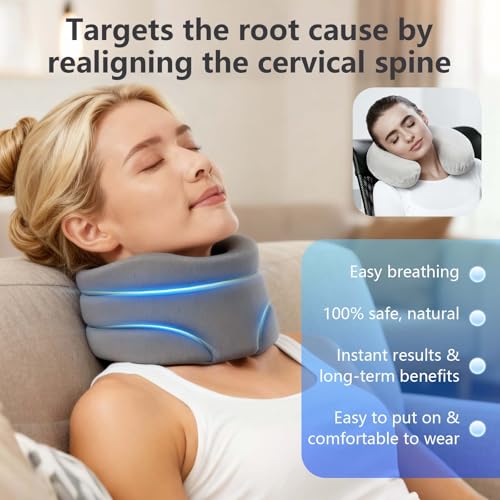 Nackenstütze für Nackenschmerzen, Neck Support gegen Schnarchen, Halskrause Mensch für Schlaf & Alltag, Weiche Schaumstoff-Halskrause verstellbar, Druckentlastung Wirbelsäule, für Damen und Herren