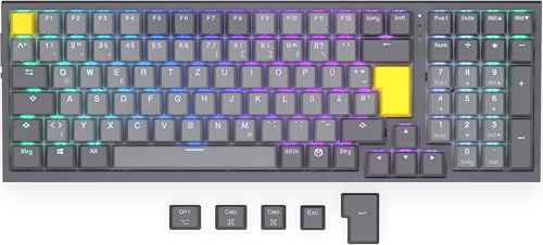 ENDORFY Celeris 1800 DE, kabellose Tastatur mit 1800 Layout, QWERTZ, BT, 2.4 GHz, SideTune, ENDORFY Yellow von Gateron Switches, FR4-Top Plate für EIN verbessertes Tippgefühl