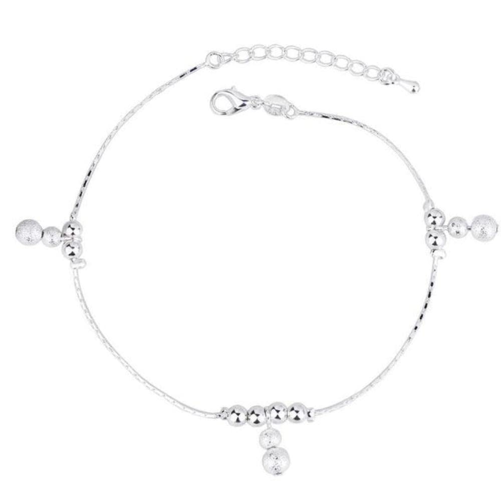 Cavigliere con maglie di perline Bracciale in argento sterling 925 per gioielli del piede Cavigliera con catena in argento per gamba femminile (Argento F)