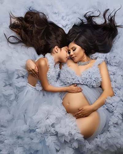 Fluffy Tulle Maternity Dress For Photoshoot Long Pregnant Wedding Gowns Off Shoulder Pregnancy Formal Evening Gown Mint #TOP4