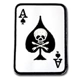 NeatPatch Ace of Spades Skull Head Crossbones Patch Embroidered Sew or Iron on Poker Card Metal Tattoo Emblem Craft for Bags Jackets Tshirt hat