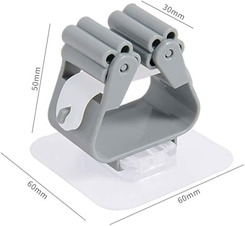 Miniatura 2 de Paquete de 4 Soporte para trapeador y escoba, organizador de escobas, autoadhesivo, reutilizable, sin perforaciones, súper antideslizante, estante