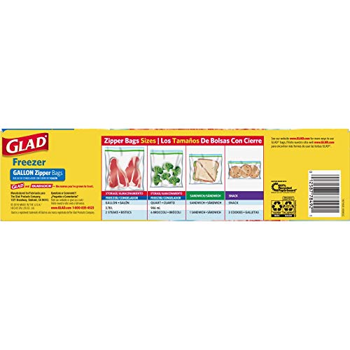 Glad Zipper Freezer Storage Plastic Bags, Gallon Bags, On-The-Go Snack And Lunch Bags, Zipper Food Sealer, Microwave Safe, Bpa Free, 40 Count, Pack Of 4 (Package May Vary) #TOP6